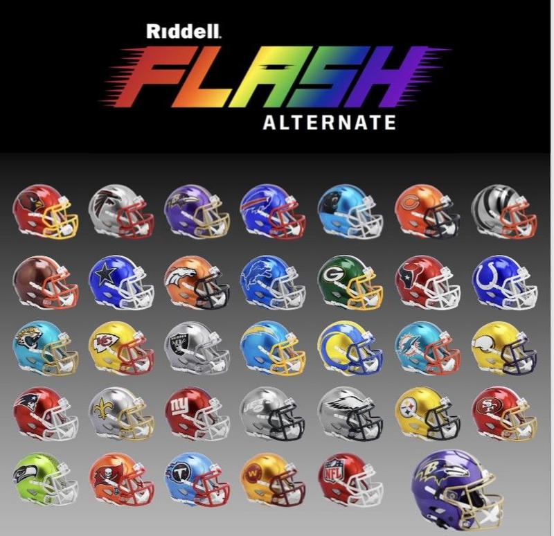 A NFL Riddell Speed Mini Football Helmet - Set of 32