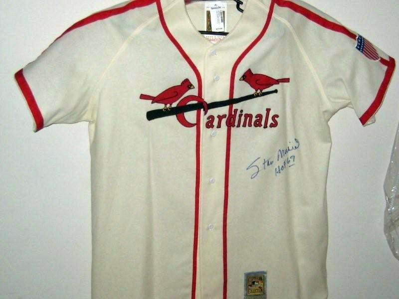 Stan Musial HOF Autographed Mitchell & Ness Baseball Jersey Cardinals JSA  183186